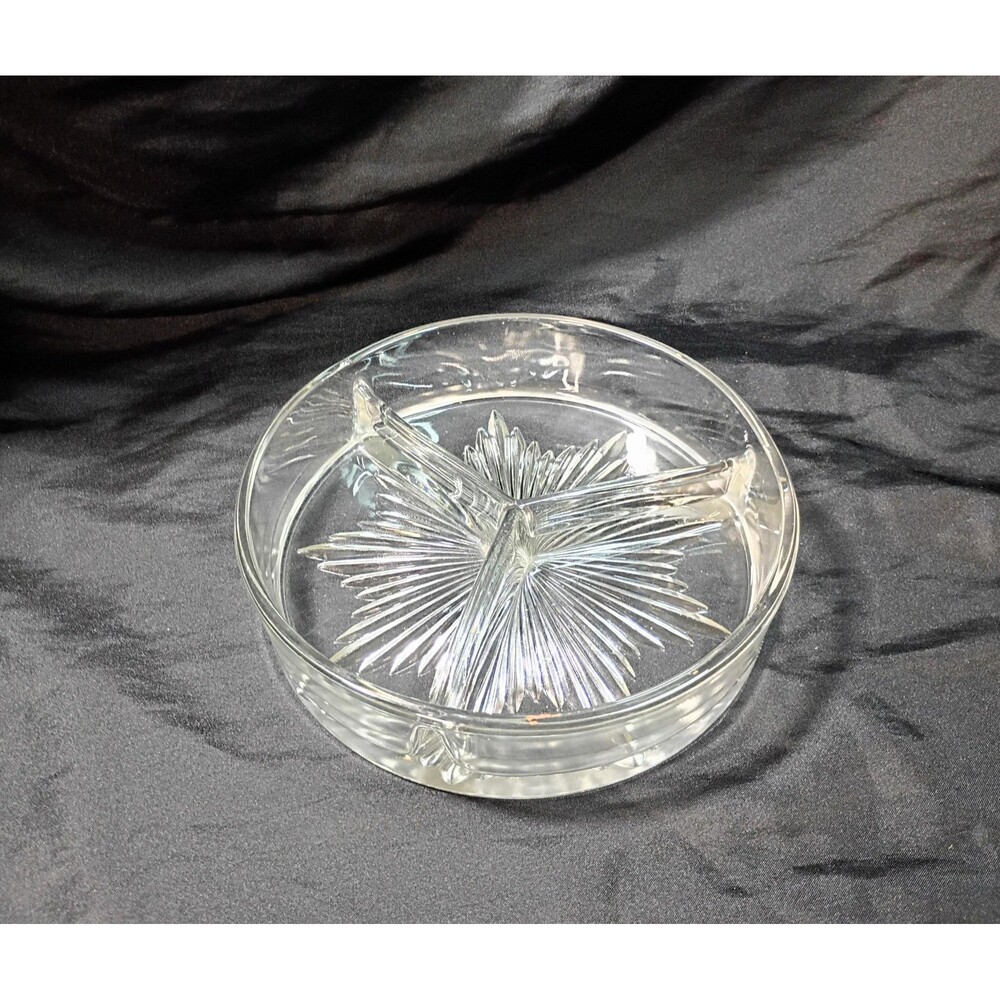 Vintage Clear Glass Divided Relish Dish